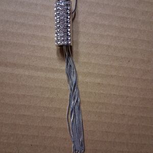 Silver Rhinestone Tassel Necklace